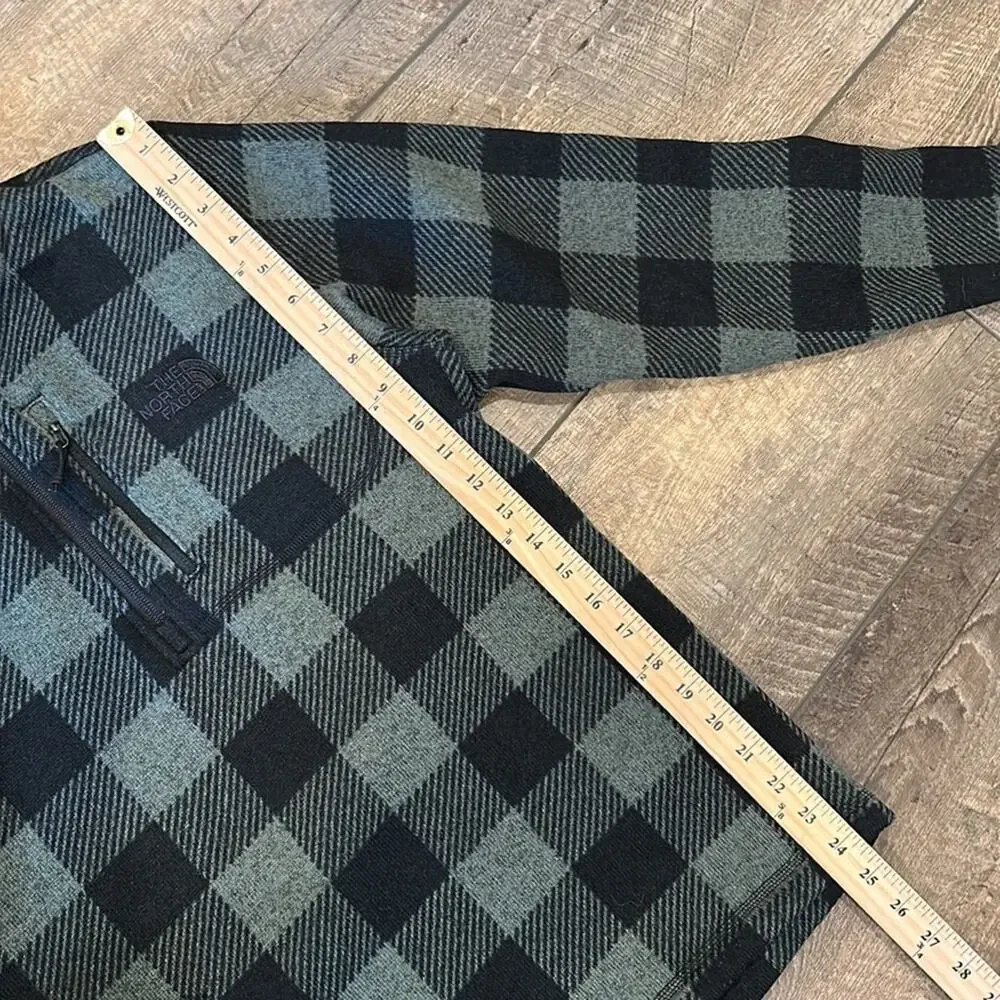 The North Face Green Black Plaid Pullover Fleece Men S